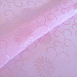 薄紫色 菊唐草模様 正絹綸子 紋意匠 長襦袢地 丹後ちりめん【50cm×34cm