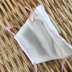 洗える手作りマスク　Ｌサイズ 大人　レースストライプ 3枚目の画像