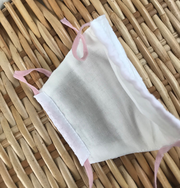 洗える手作りマスク　Ｌサイズ 大人　レースストライプ 3枚目の画像