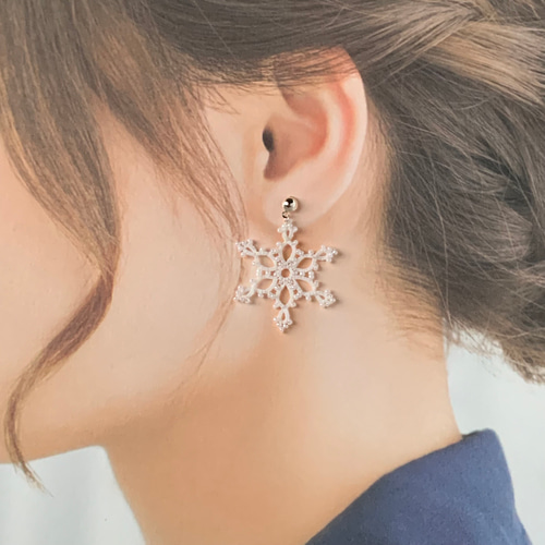 雪の結晶 ピアス S タティングレース イヤリング ピアス