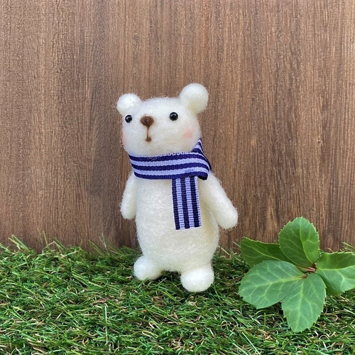 かえるポンチョくまちゃん　（グリーン）　羊毛フェルト かえるくまちゃん】メイキング/羊毛フェルト/needle felting