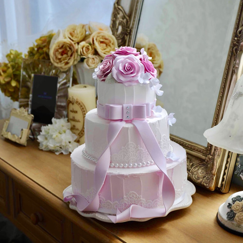 薔薇のグラデーションクレイケーキ ウェルカムボード juju clay cake