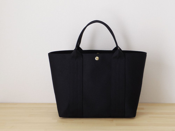 【受注製作】bag in bag 付き帆布トートＬ（ブラック) 2枚目の画像
