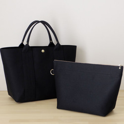 【受注製作】bag in bag 付き帆布トートＬ（ブラック) 4枚目の画像