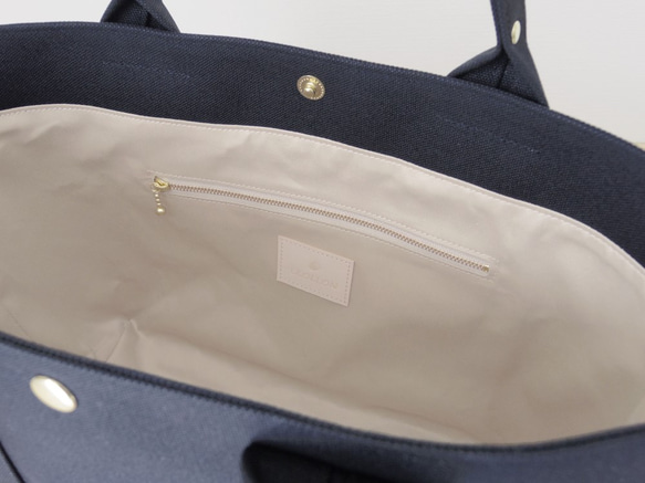 【受注製作】bag in bag 付き帆布トートＬ（ブラック) 7枚目の画像