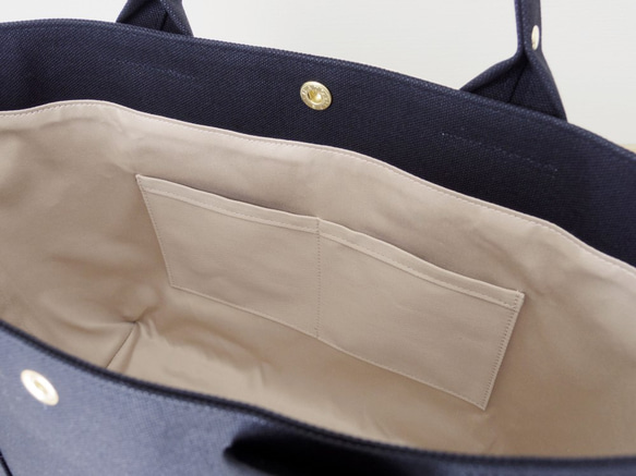 【受注製作】bag in bag 付き帆布トートＬ（ブラック) 8枚目の画像