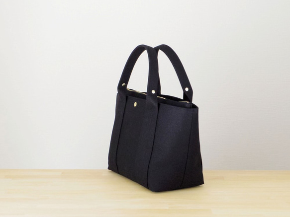 【受注製作】bag in bag 付き帆布トートＭ（ブラック) 5枚目の画像