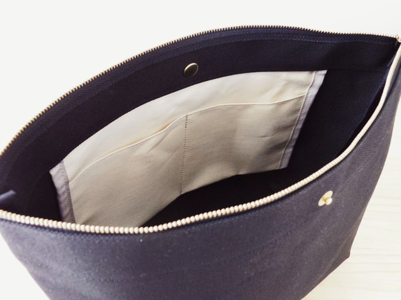 【受注製作】bag in bag 付き帆布トートＭ（ブラック) 8枚目の画像