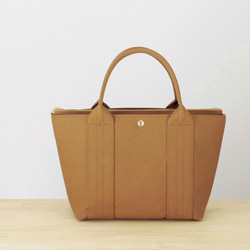 【受注製作】bag in bag 付き帆布トートＭ（キャメル) 1枚目の画像
