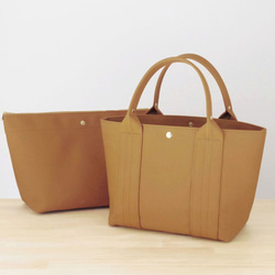 【受注製作】bag in bag 付き帆布トートＭ（キャメル) 2枚目の画像