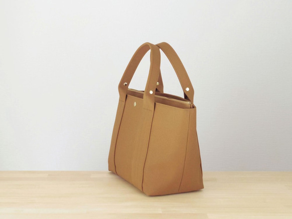 【受注製作】bag in bag 付き帆布トートＭ（キャメル) 5枚目の画像