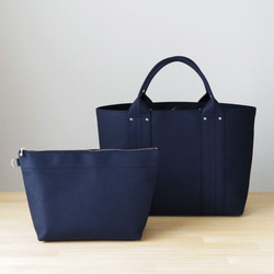 【受注製作】bag in bag 付き帆布トートＬ（ダークネイビー） 2枚目の画像