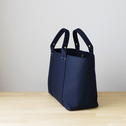 【受注製作】bag in bag 付き帆布トートＬ（ダークネイビー） 4枚目の画像