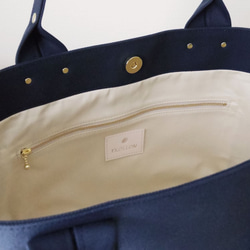 【受注製作】bag in bag 付き帆布トートＬ（ダークネイビー） 8枚目の画像