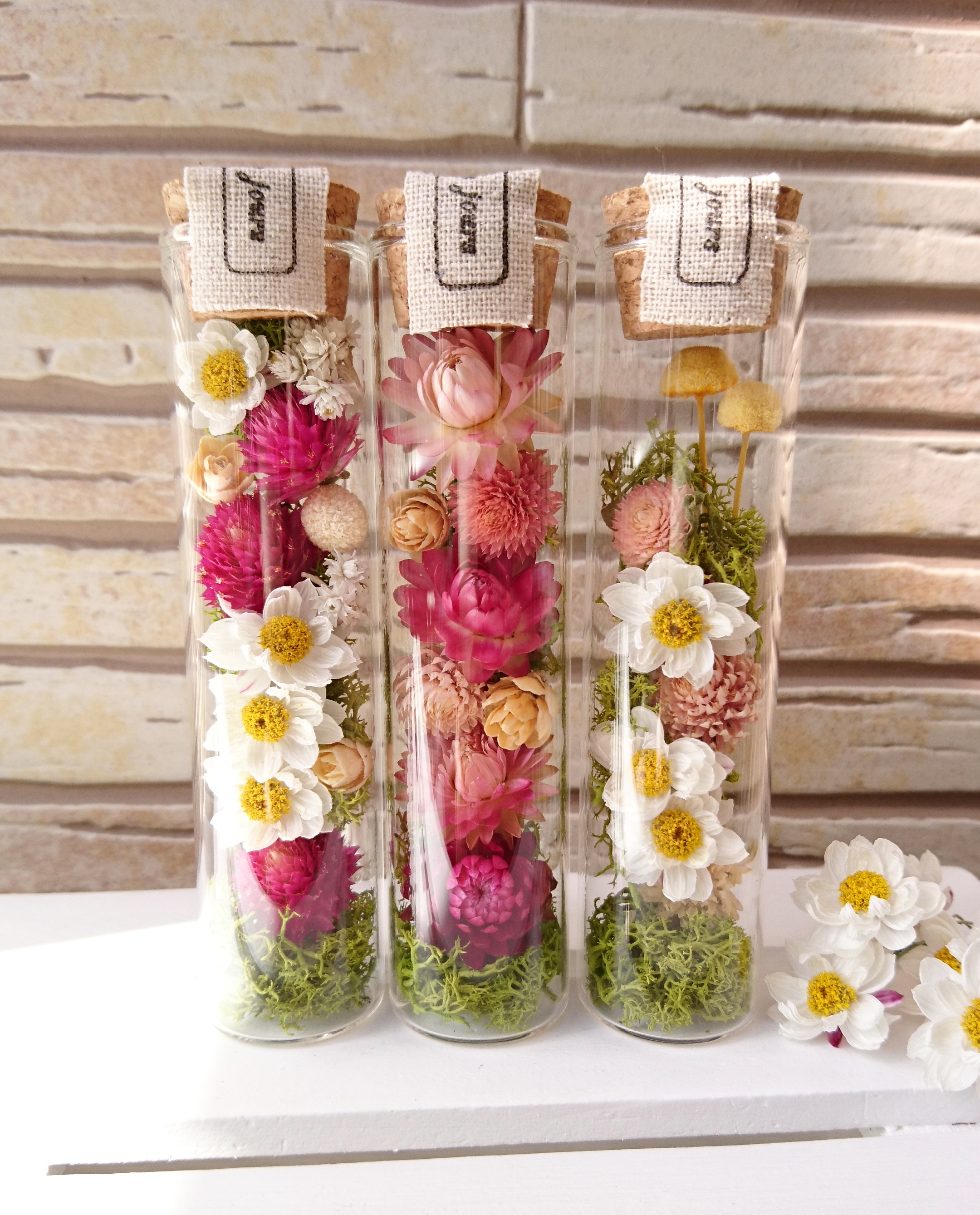 春めくドライフラワーボトル＊3本セット＊/ボトルフラワー