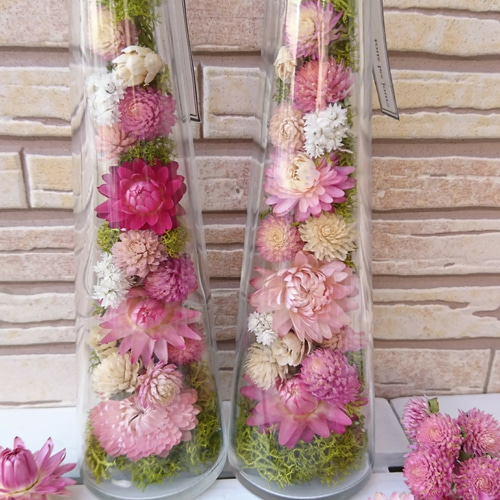 ふんわりピンク＊ドライフラワーボトル～/ボトルフラワー ドライ