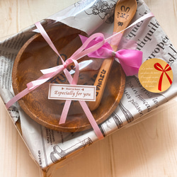 名前入りミニ木皿＆選べるスプーンセット♡ ウッドバーニング 名入れ 木製 ギフト 誕生日プレゼント 出産祝い ベビー 5枚目の画像