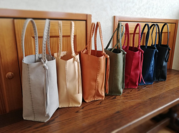 【受注制作】mini tote　ピッグスキン　全７色 10枚目の画像