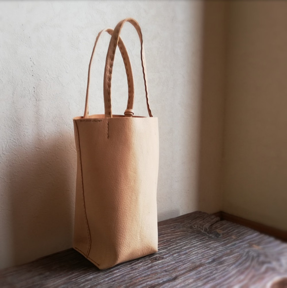 mini tote　ピッグスキン　ナチュラル 5枚目の画像