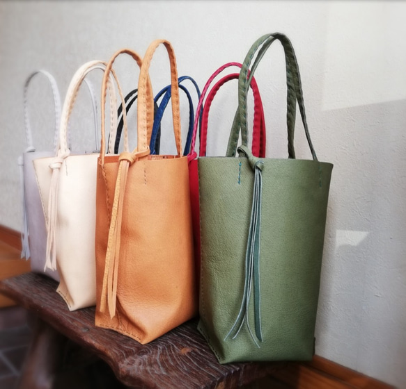 mini tote　ピッグスキン　グリーン 10枚目の画像