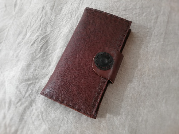 simple wallet　濃いブラウン　牛ヌメ革 2枚目の画像