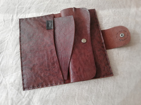 simple wallet　濃いブラウン　牛ヌメ革 5枚目の画像