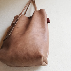 simple tote 縦長　ベージュブラウン　kuduleather 9枚目の画像