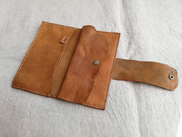 simple wallet　ブラウン　オイルシュリンクレザー 4枚目の画像