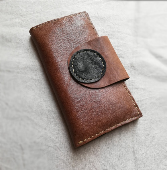 simple wallet　オークグレー✗ブラック　オイルシュリンクレザー 1枚目の画像