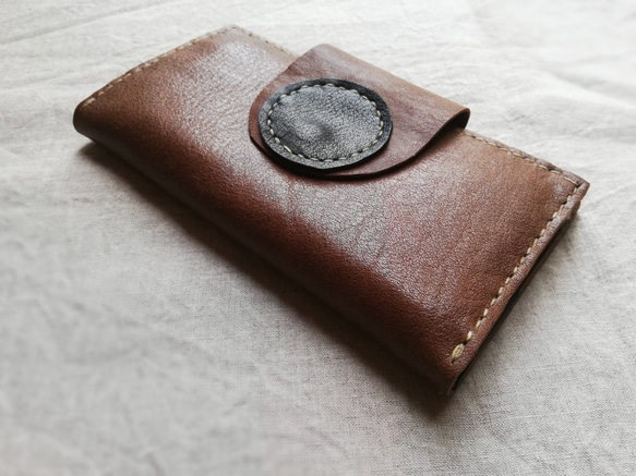 simple wallet　オークグレー✗ブラック　オイルシュリンクレザー 2枚目の画像