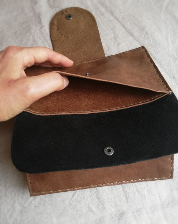 simple wallet　オークグレー✗ブラック　オイルシュリンクレザー 8枚目の画像