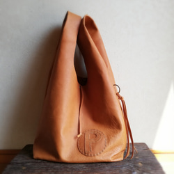 leather my bag Ｌ　キャメル　ピッグスキンレザー 2枚目の画像