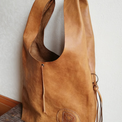 leather my bag Ｌ　ブラウン　オイルシュリンクレザー 2枚目の画像