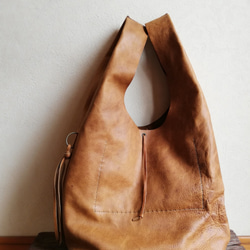 leather my bag Ｌ　ブラウン　オイルシュリンクレザー 3枚目の画像