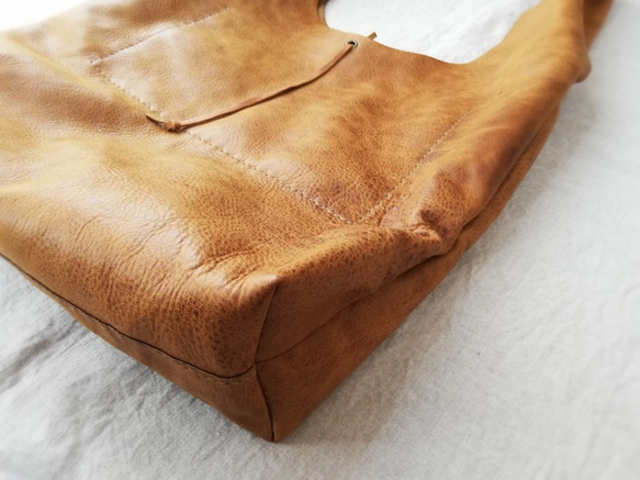 leather my bag Ｌ　ブラウン　オイルシュリンクレザー 4枚目の画像