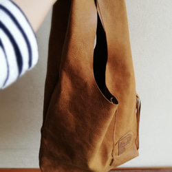 leather my bag Ｌ　ブラウン　オイルシュリンクレザー 6枚目の画像