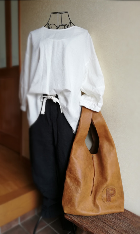 leather my bag Ｌ　ブラウン　オイルシュリンクレザー 8枚目の画像