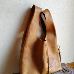 leather my bag Ｍ　ブラウン　オイルシュリンクレザー 3枚目の画像