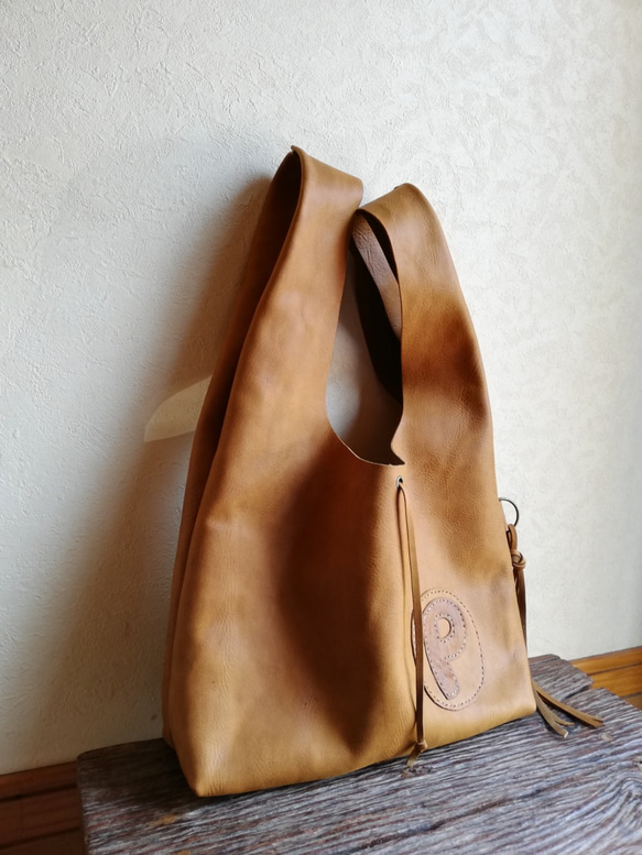 leather my bag Ｍ　ブラウン　オイルシュリンクレザー 3枚目の画像