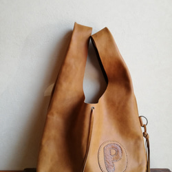 leather my bag Ｍ　ブラウン　オイルシュリンクレザー 2枚目の画像