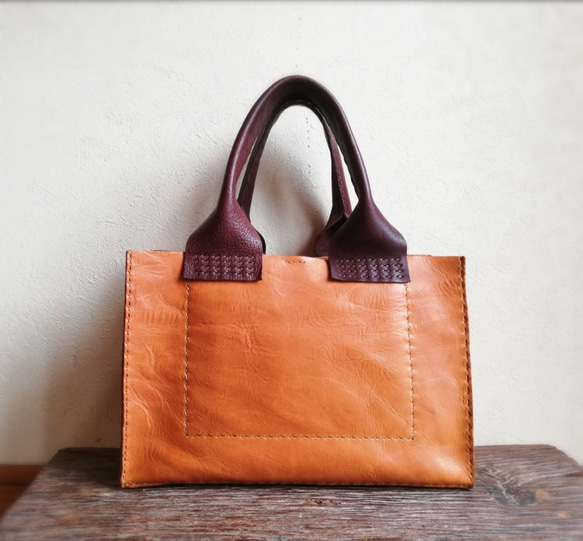 square tote Ｓ　ブラウン　オイルワックスレザー 7枚目の画像