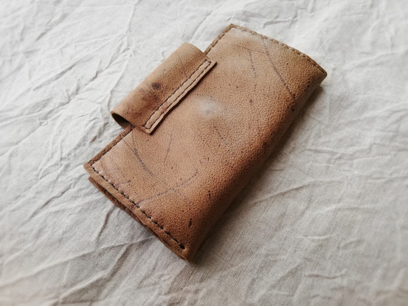 simple wallet　ベージュブラウン　kudu leather 2枚目の画像