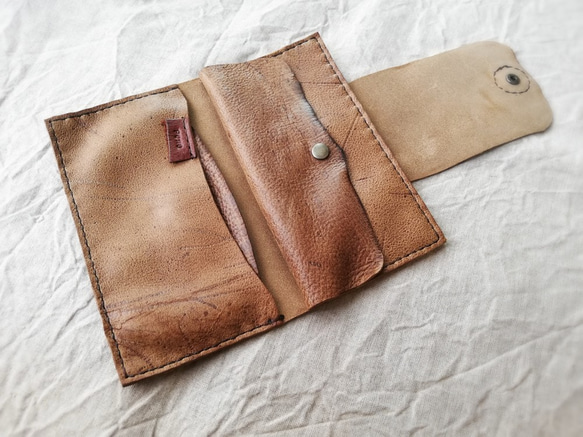 simple wallet　ベージュブラウン　kudu leather 3枚目の画像