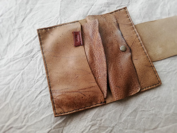simple wallet　ベージュブラウン　kudu leather 4枚目の画像