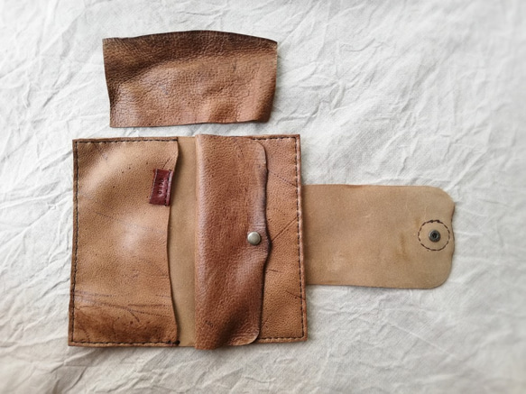 simple wallet　ベージュブラウン　kudu leather 5枚目の画像