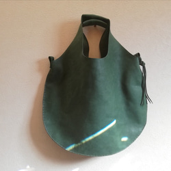 【受注制作】Round tote　オイルシュリンクレザー 4枚目の画像