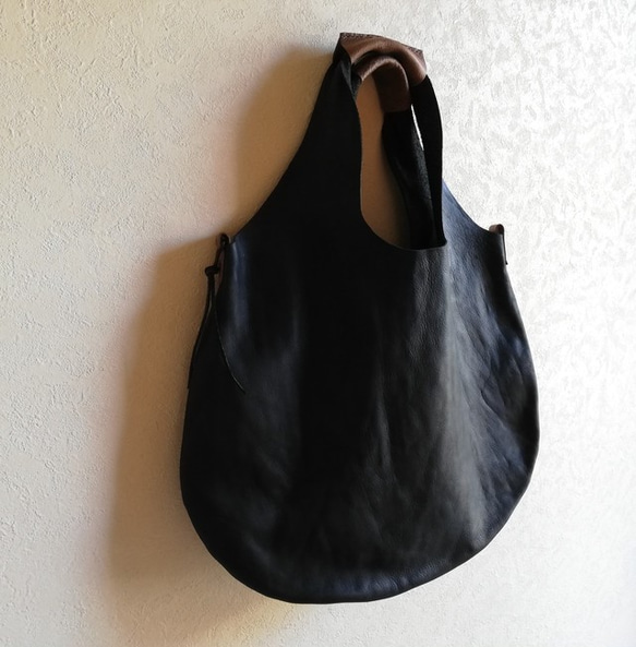 【受注制作】Round tote　オイルシュリンクレザー 10枚目の画像