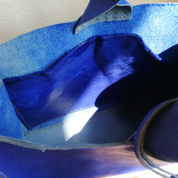 四角いワンハンドルバッグ　コバルトブルー　オイルヌメ 5枚目の画像