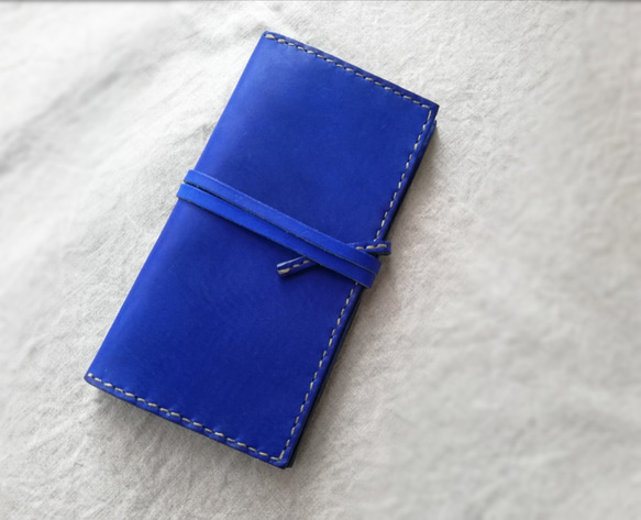 simple wallet　オイルヌメ　コバルトブルー 1枚目の画像