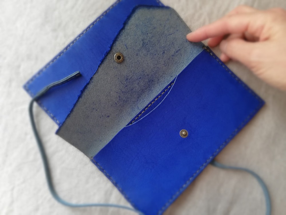 simple wallet　オイルヌメ　コバルトブルー 7枚目の画像